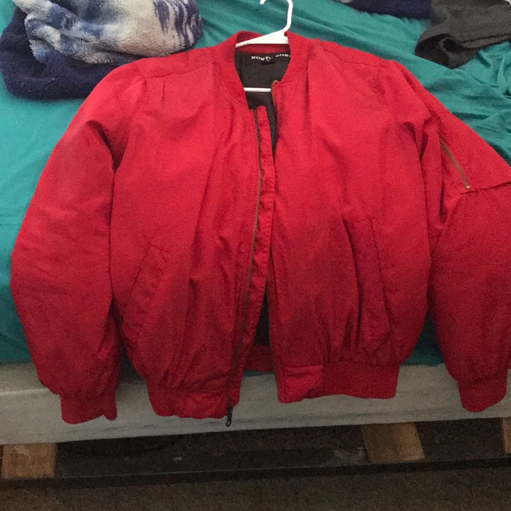 Red bomber jacket